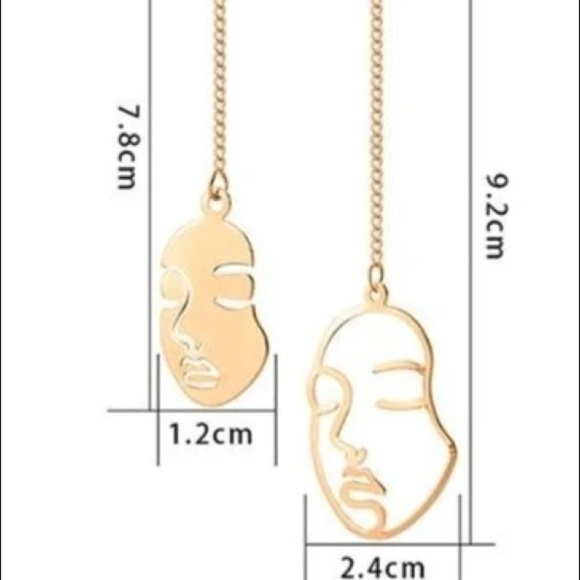 🆕 Fashion Face Mila Asymmetrical Dangle Drop Earrings - Picture 3 of 3